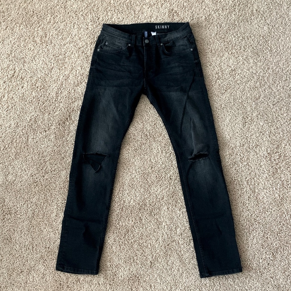 Men’s H&M Divided Black Skinny Distressed Jeans